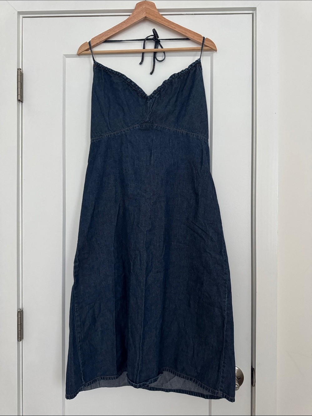 Vintage Gap 2002 Dark Indigo Denim Halter Midi Dress 🌀
